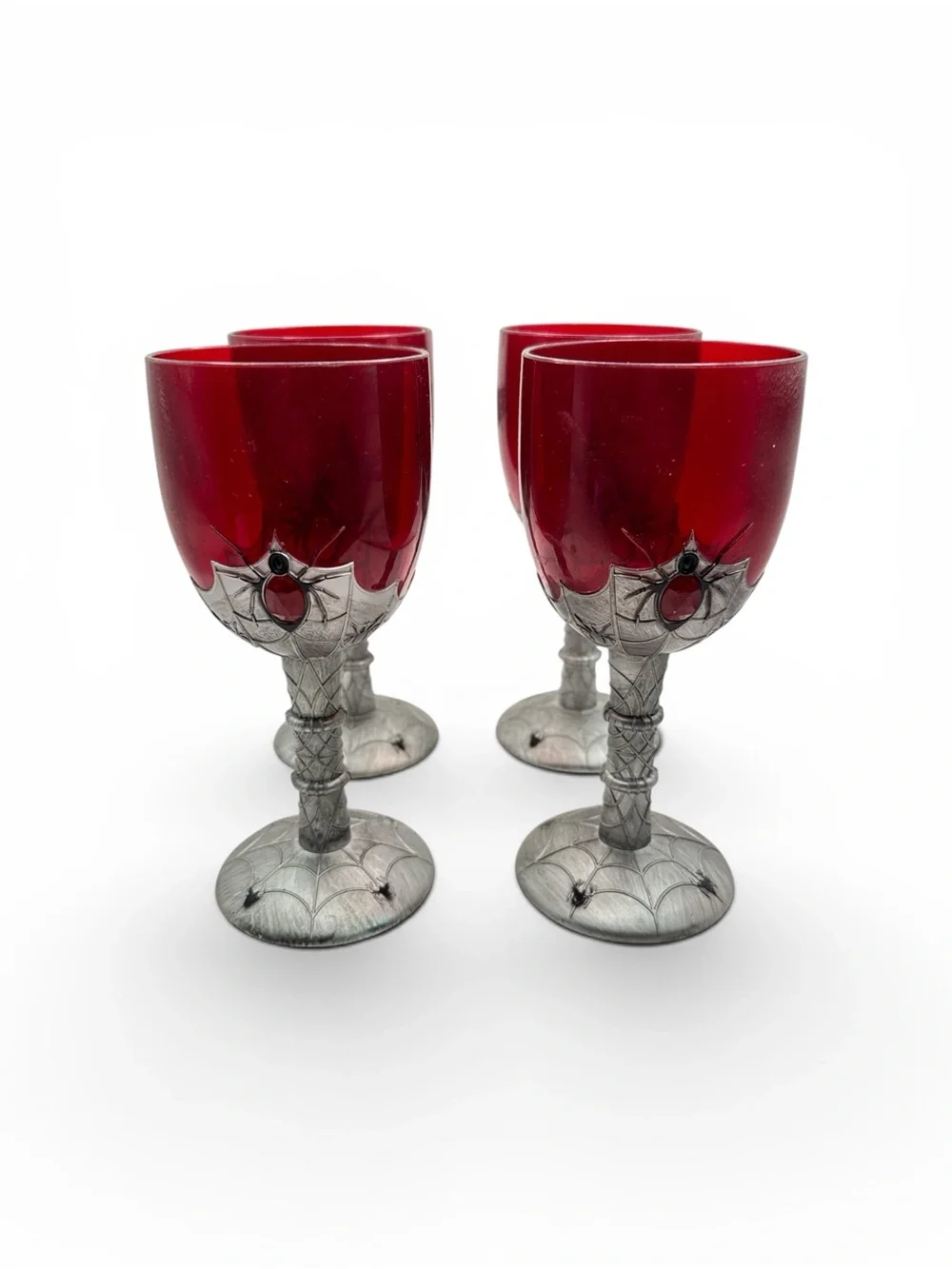 Vintage 2006 Pamson Plastic Halloween Spider Gem Gothic Novelty Goblets set of 4